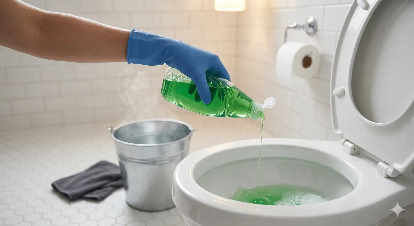 dish soap for unclogging toilet
